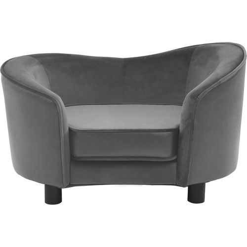 Sofa za pse siva 69 x 49 x 40 cm od pliša i umjetne kože slika 3