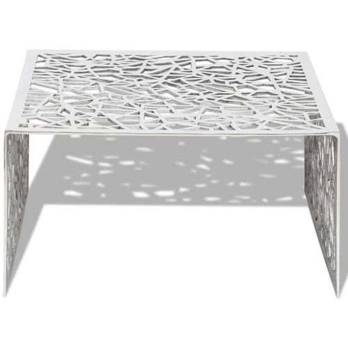 Stolić za Kavu Srebrni Geometrijski Dizajn Aluminij slika 9