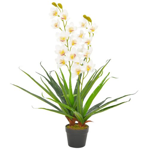 Umjetna orhideja s posudom bijela 90 cm slika 9