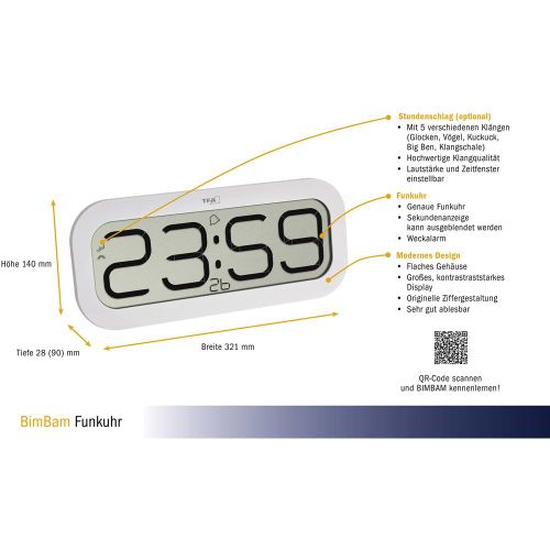 TFA Dostmann 60.4514.02 radijski zidni sat 28 mm x 321 mm x 140 mm  bijela slika 2