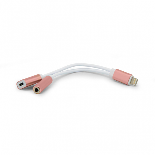 Iphone lightning adapter za slusalice i punjenje roze slika 1