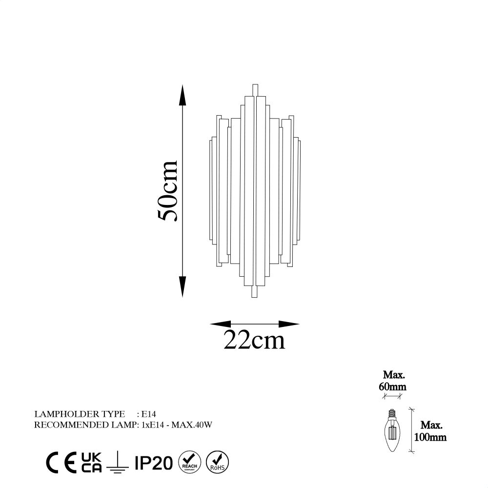 Reis - 13342 Chrome Zidna Lampa slika 8