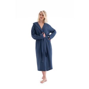 Muslin - Navy Blue Navy Blue Unisex Bathrobe