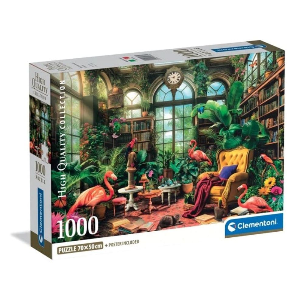 Clementoni CL39936 Puzzle 1000 KNJIŽNICA U STAKLENIKU, 1000kom slika 1