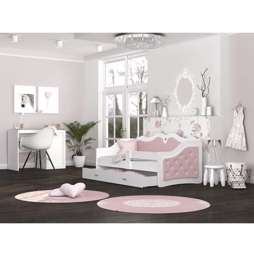 Dečiji tapacirani krevet LILI EXCLUSIVE - roze - 180x80 cm slika 1