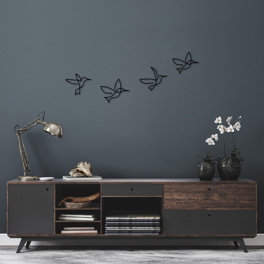 Decorative metal wall accessory Birds - 304, colour: black slika 1