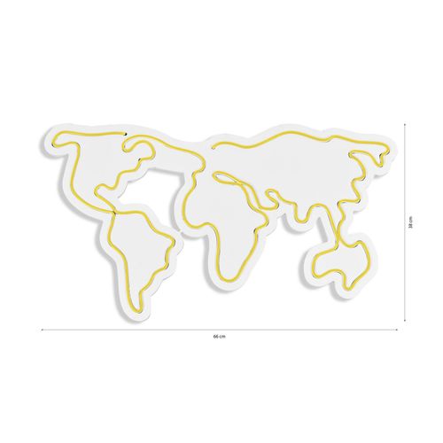 Wallity Ukrasna plastična LED rasvjeta, World Map - Yellow slika 18