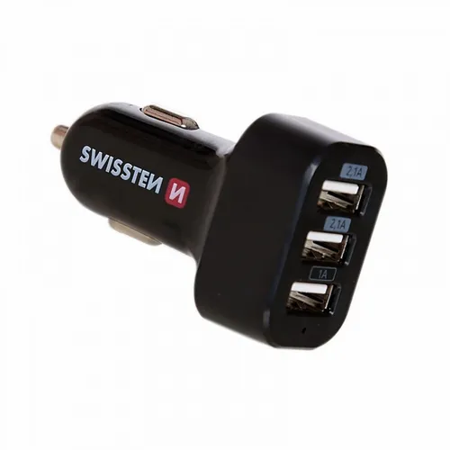 Swissten Auto punjač 3X USB 5,2A crna slika 3