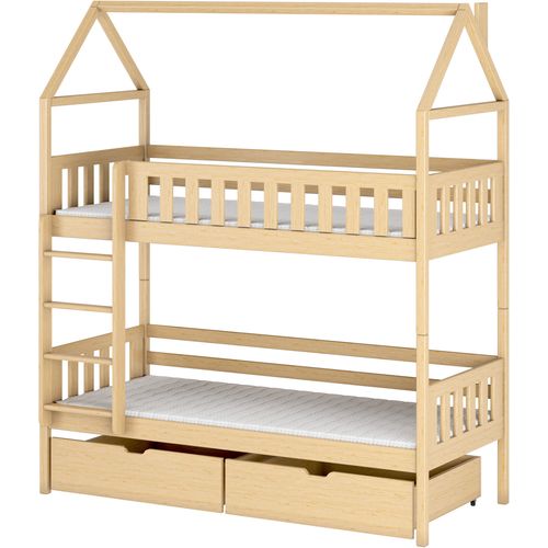 Drveni Dečiji Krevet Na Sprat Gaja Sa Fiokom - Svetlo Drvo - 160X80cm slika 1