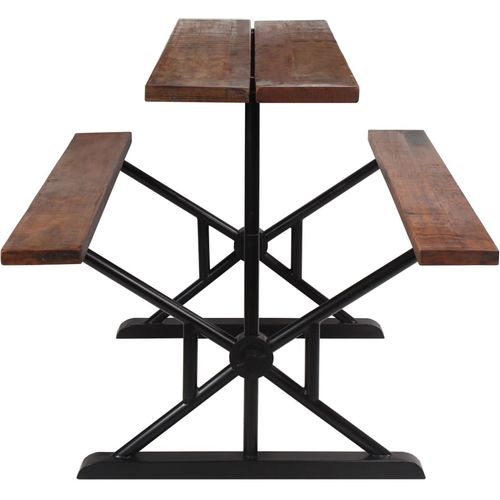 Barski stol s klupama od masivnog drva 180 x 50 x 107 cm slika 21