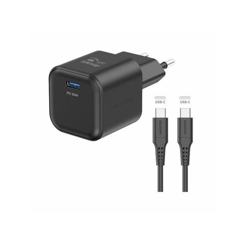 SWISSTEN punjač za AC220, GaN, 1xUSB-C, 1A, crni + USB-C kabel slika 2