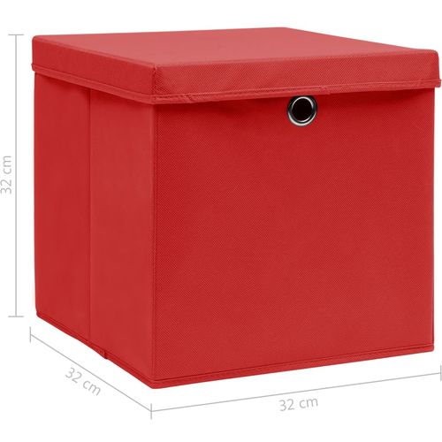 Kutije za pohranu s poklopcima 4 kom crvene 32x32x32 cm tkanina slika 32