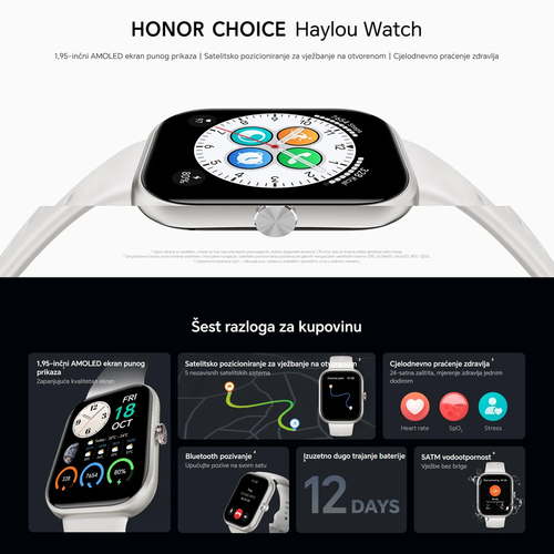 Smart watch Honor Choice 1,95" crni slika 6