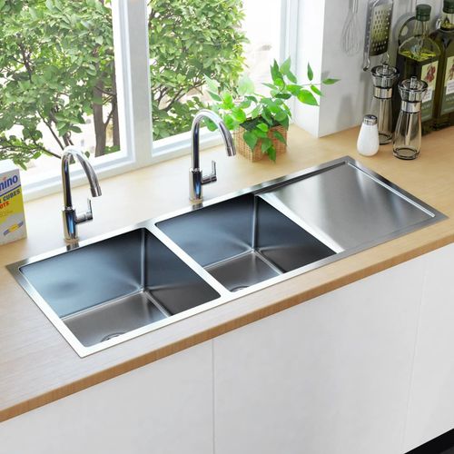 Ručno rađeni kuhinjski sudoper s cjedilom od nehrđajućeg čelika slika 43