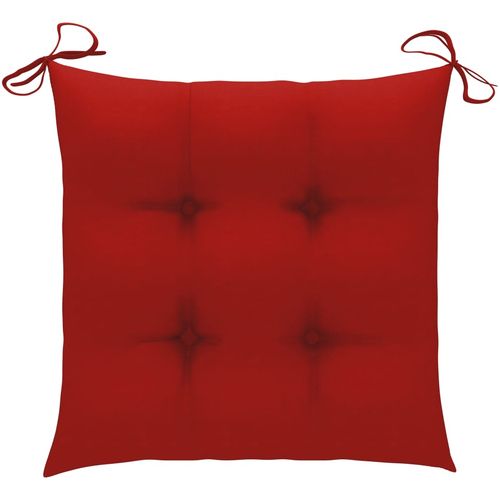 Stolica za ljuljanje s crvenim jastukom od masivne tikovine slika 12