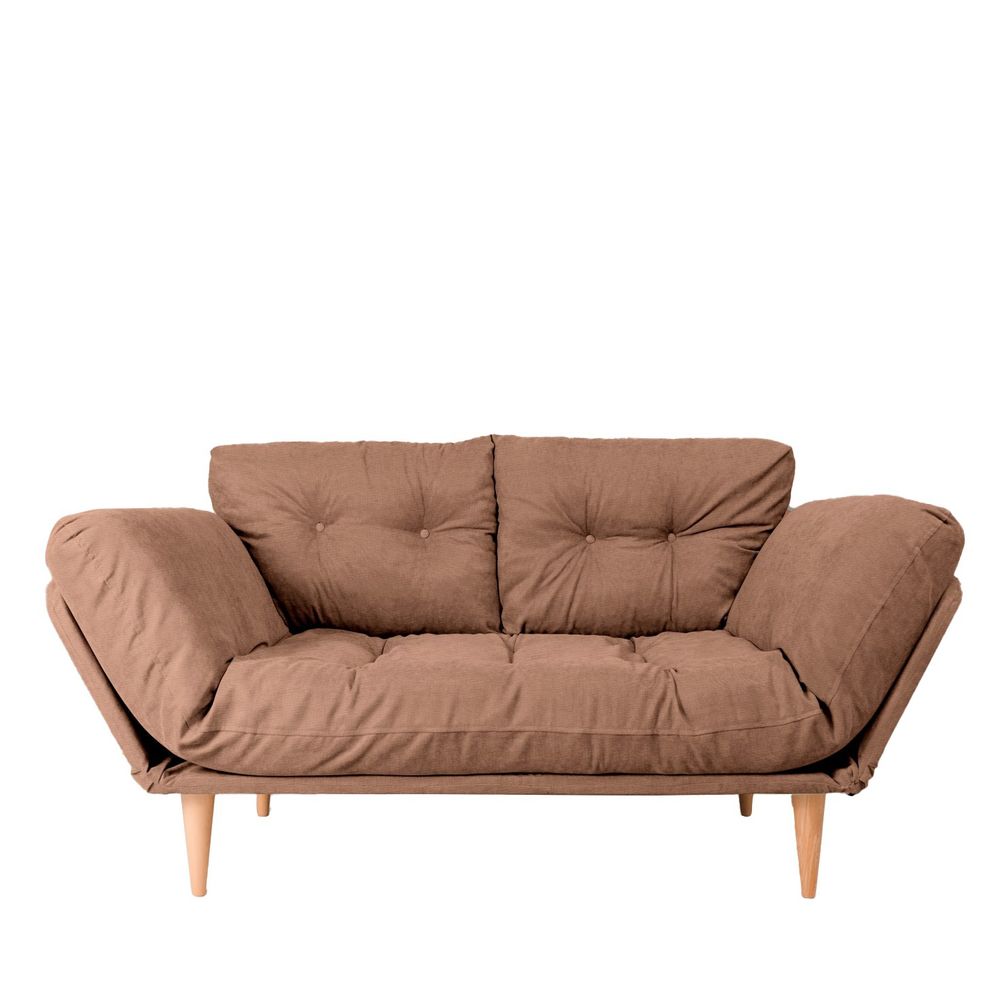 Nina Daybed - Svijetlosmeđi 3-sjedalni kauč na razvlačenje slika 2