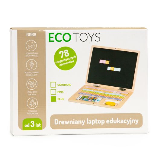EcoToys edukativni laptop za crtanje 2u1 sa 78 magneta plavi slika 4