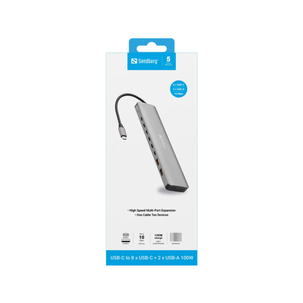 Sandberg USB-C to 8xUSB-C+2xUSB-A 100W priključna postaja slika 5