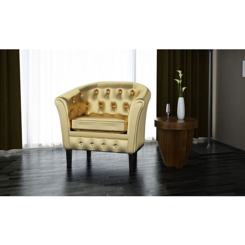 Fotelja od umjetne kože zlatna slika 16