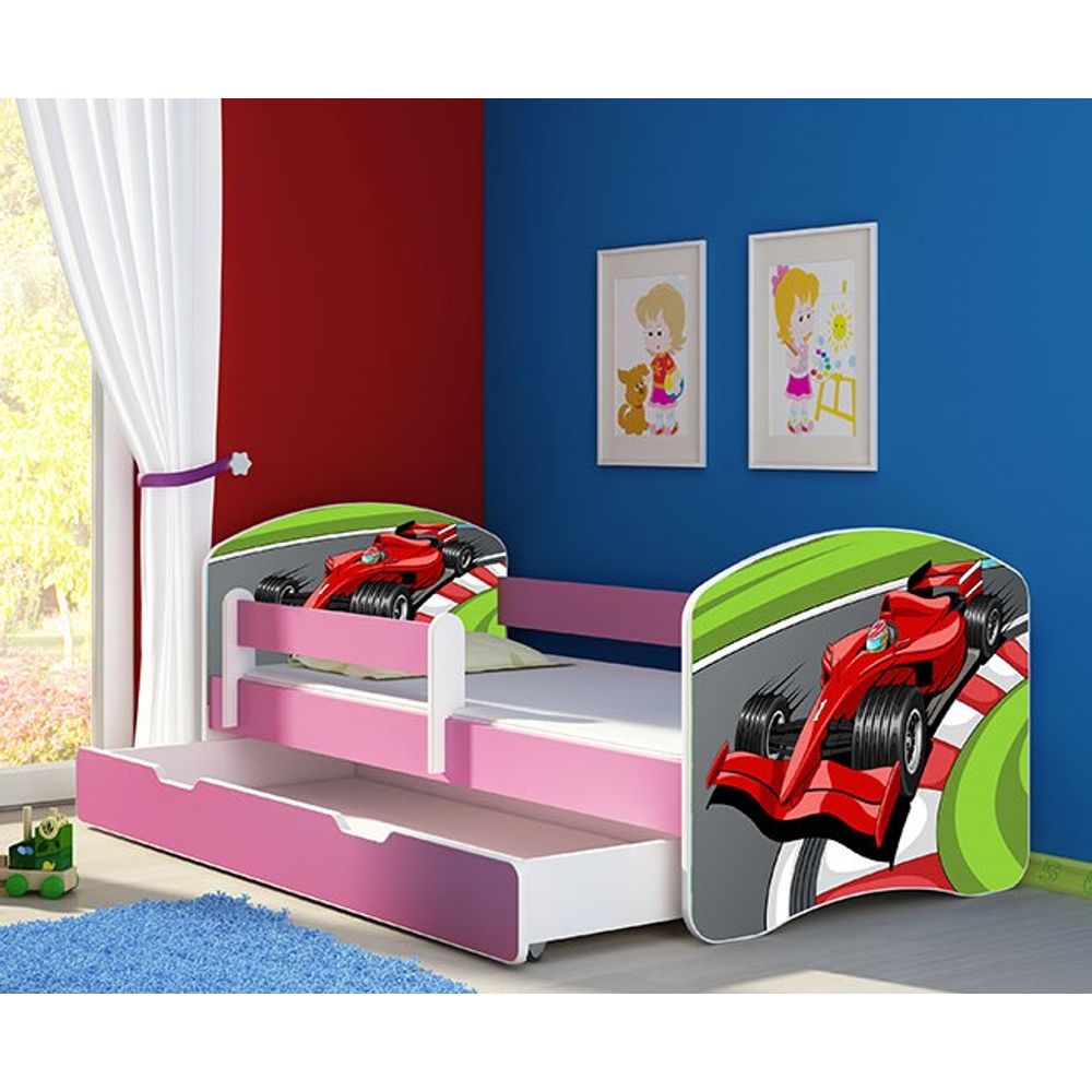 ACMA Dječiji krevet Acma II sa ladicom Pink - 160x80cm - Dezen 06 slika 1