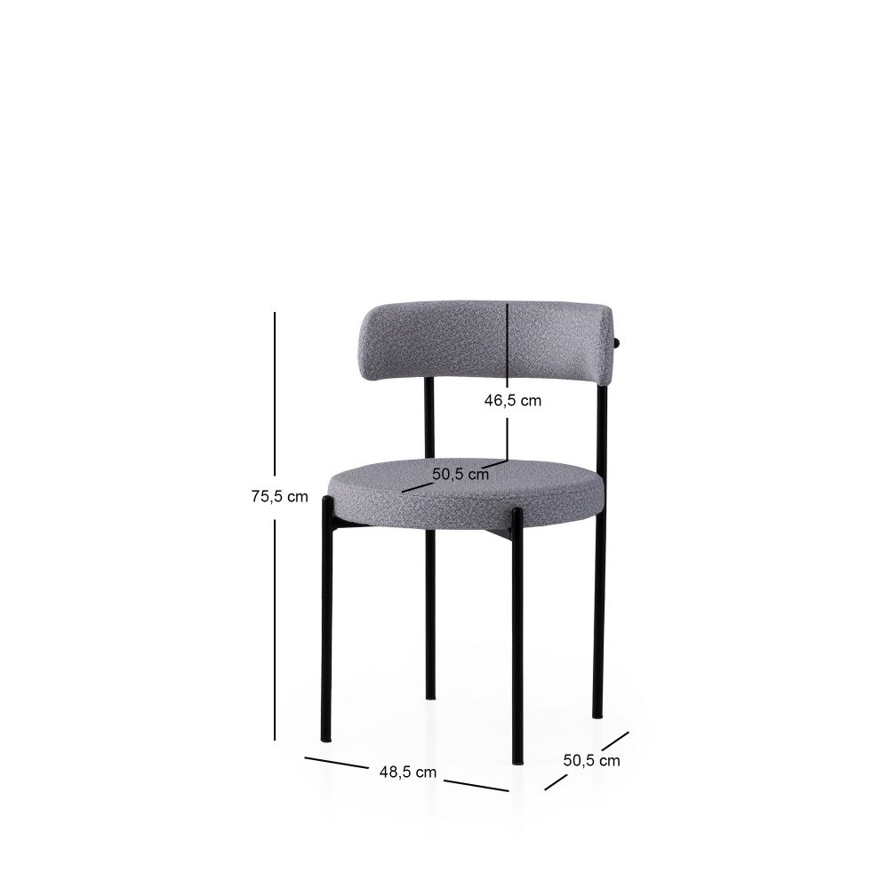 Gını - 4013 V2 Crni i Tamno Sivi Set Stolica (2 Komada) slika 4