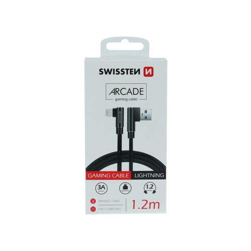 SWISSTEN kabel Arcade USB/Lightning, 3A, 1.2m, L-konektor, crni slika 2