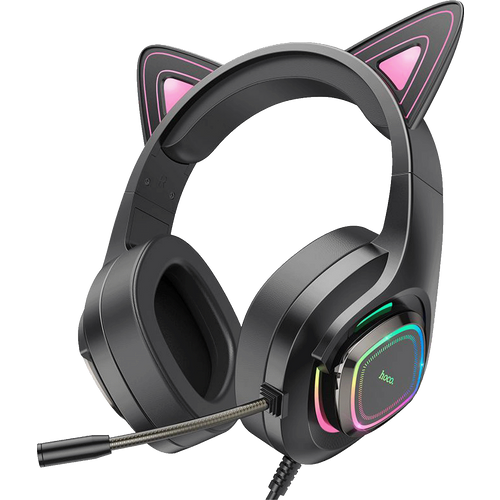 hoco. Slušalice sa mikrofonom, gaming, USB/3.5 mm, LED - W107 Cute Cat Black/Pink slika 2