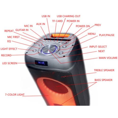 Microlab PT802W karaoke zvucnik 200W, Bluetooth, LED, 11,1V/4400mAh, TWS, Aux, USB, microSD, + Mic*2 slika 4