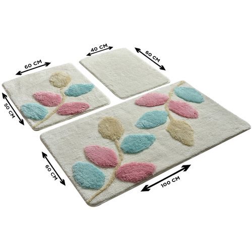 İnnovia - Ecru Multicolor Acrylic Bathmat Set (3 Pieces) slika 3