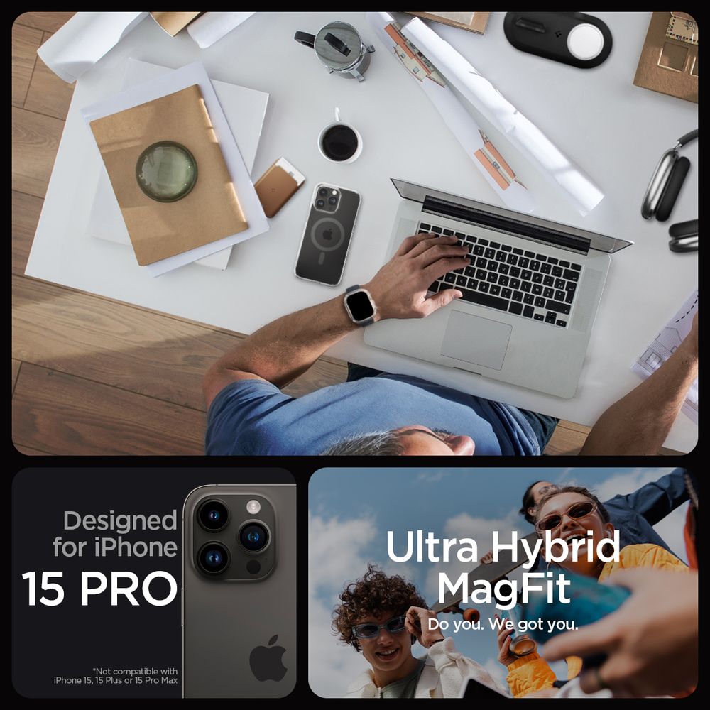 Spigen Ultra Hybrid MagSafe, graphite - iPhone 15 Pro slika 11