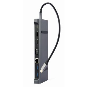 Gembird A-CM-COMBO9-02 USB Type-C 9-in-1 multi-port adapter (Hub3.0 + HDMI + DisplayPort + VGA + PD + LAN + stereo audio)