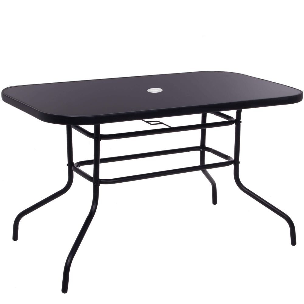 Springos metalni vrtni stol 140x80 cm crni slika 2