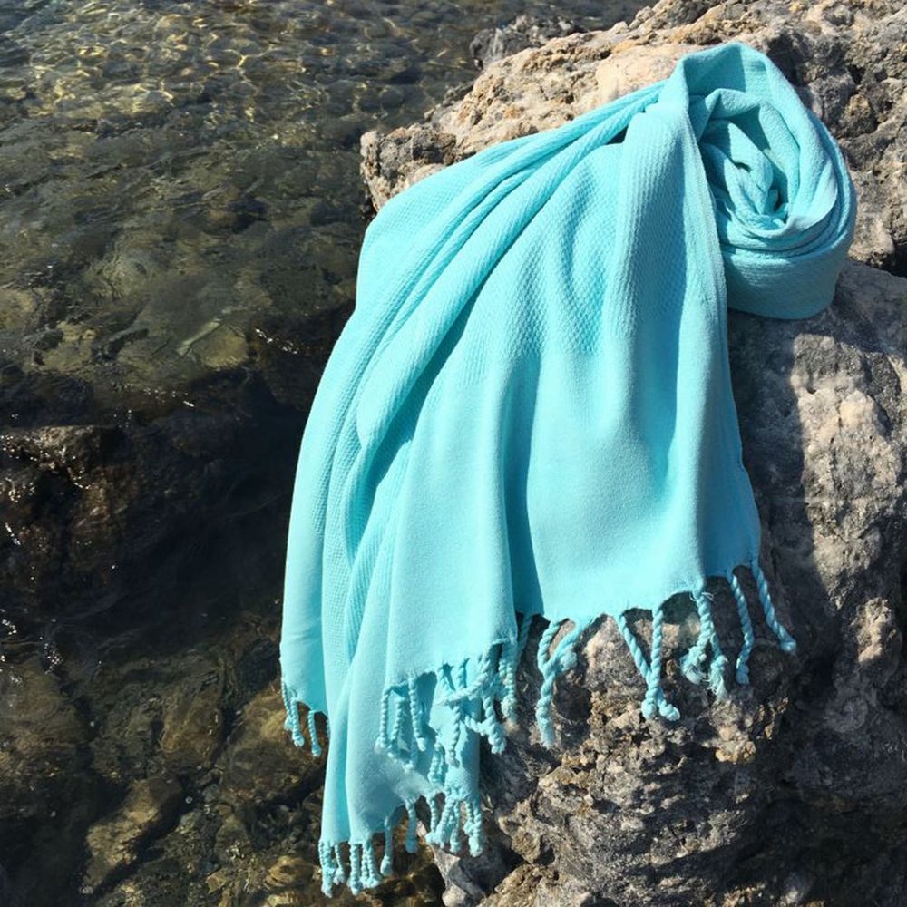 Fouta Peškir za Plažu u Boji Mente - Taşlanmış slika 1