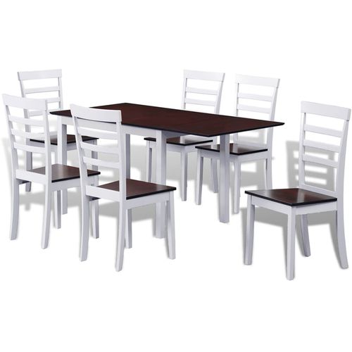 7-dijelni blagovaonski set s produžetkom za stol smeđe-bijeli slika 31