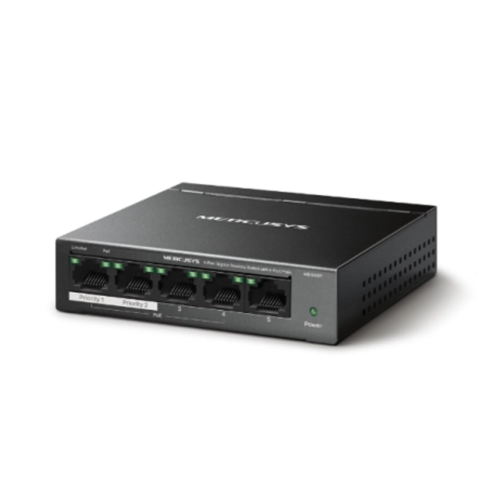 Mercusys MS105GP Desktop Switch 5x10/100/1000 + 4-Port PoE+ slika 2