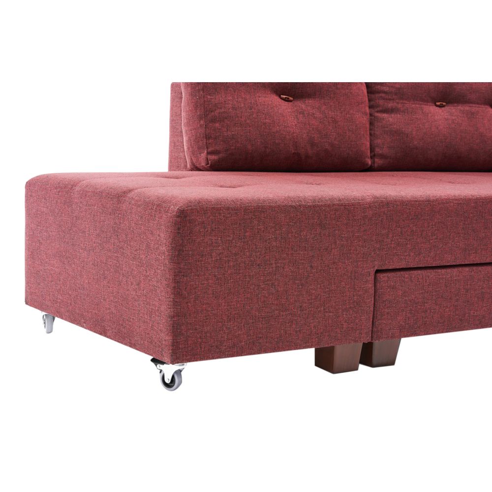 Manama Kutna Sofa na Razvlačenje Lijevi - Bordocrvena slika 9