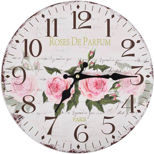Starinski zidni sat s cvjetnim uzorkom 30 cm slika 12