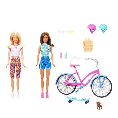 Barbie  Lutka set sa biciklom I skejtom slika 5