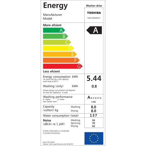 TOSHIBA perilica-sušilica rublja TWD-BJ90W4HR slika 7