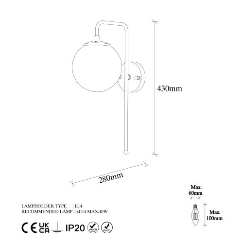 Opviq Zidna lampa, 942FLG1332 slika 5