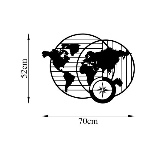 Wallity Metalna zidna dekoracija, World Map - 480 slika 5