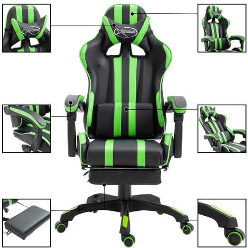 Igraća stolica od umjetne kože s osloncem za noge zelena slika 41