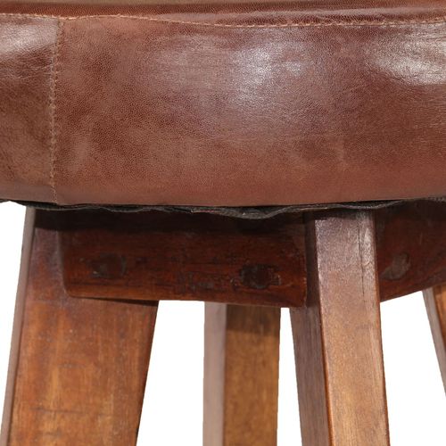 Barske stolice od masivnog bagremovog drva i prave kože 2 kom slika 29