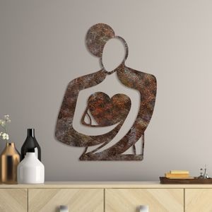 Decorative metal wall accessory Rusty Hug, colour: antiquation
