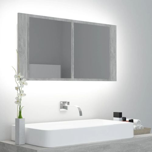 LED kupaonski ormarić s ogledalom siva boja betona 90x12x45 cm slika 10