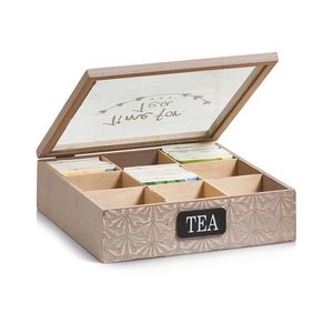 Zeller Kutija za vrećice za čaj, drvo-MDF-staklo, 24x24x8 cm, 15115