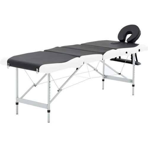 Sklopivi masažni stol s 4 zone aluminijski crno-bijeli slika 23