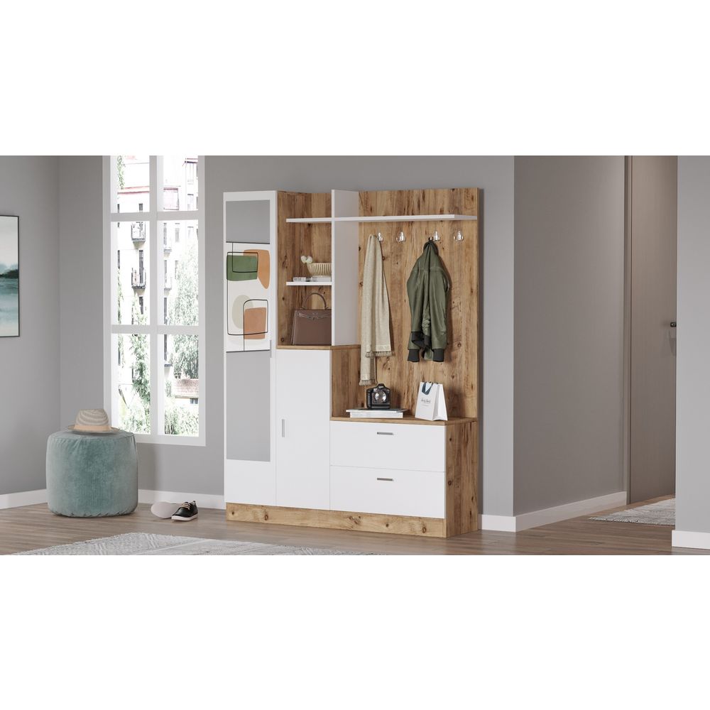 Hall Stand Dd5-Aw - Atlantic Pine i Bijela slika 3