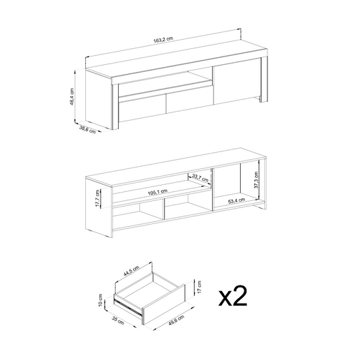 Komoda za televiziju EVOKE ERTV163 slika 2