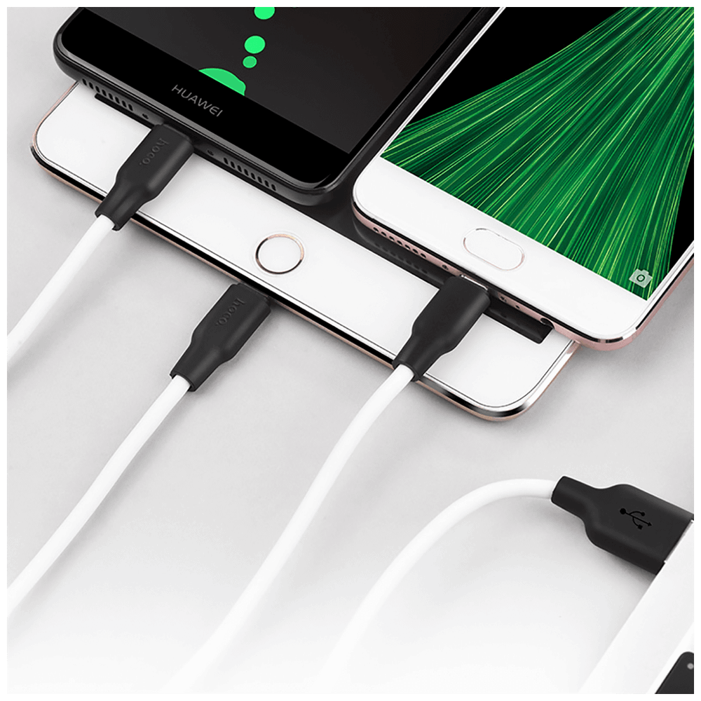 hoco. USB kabl, 3in1, microUSB, type C, Lightning, 1.2 met., 2 A - X21 Silicone 3in1, Black/White slika 5